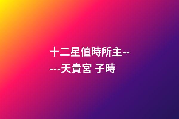 十二星值時所主-----天貴宮 子時